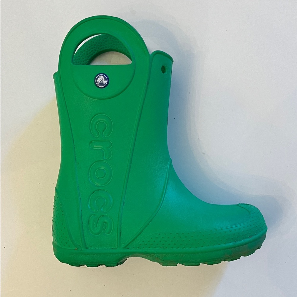 CROCS Kids Vibrant Green Rain Boots
